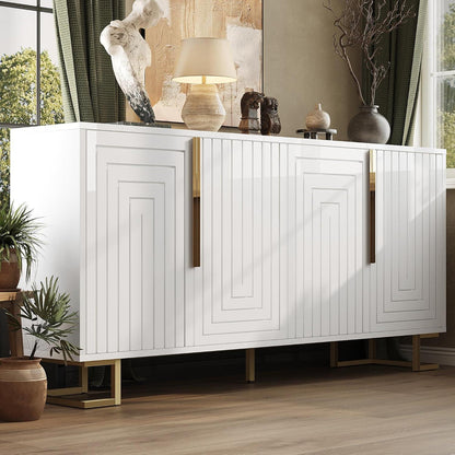 Geometrischer Schrank mit 2 Türen – Weiß, 152x40x75cm