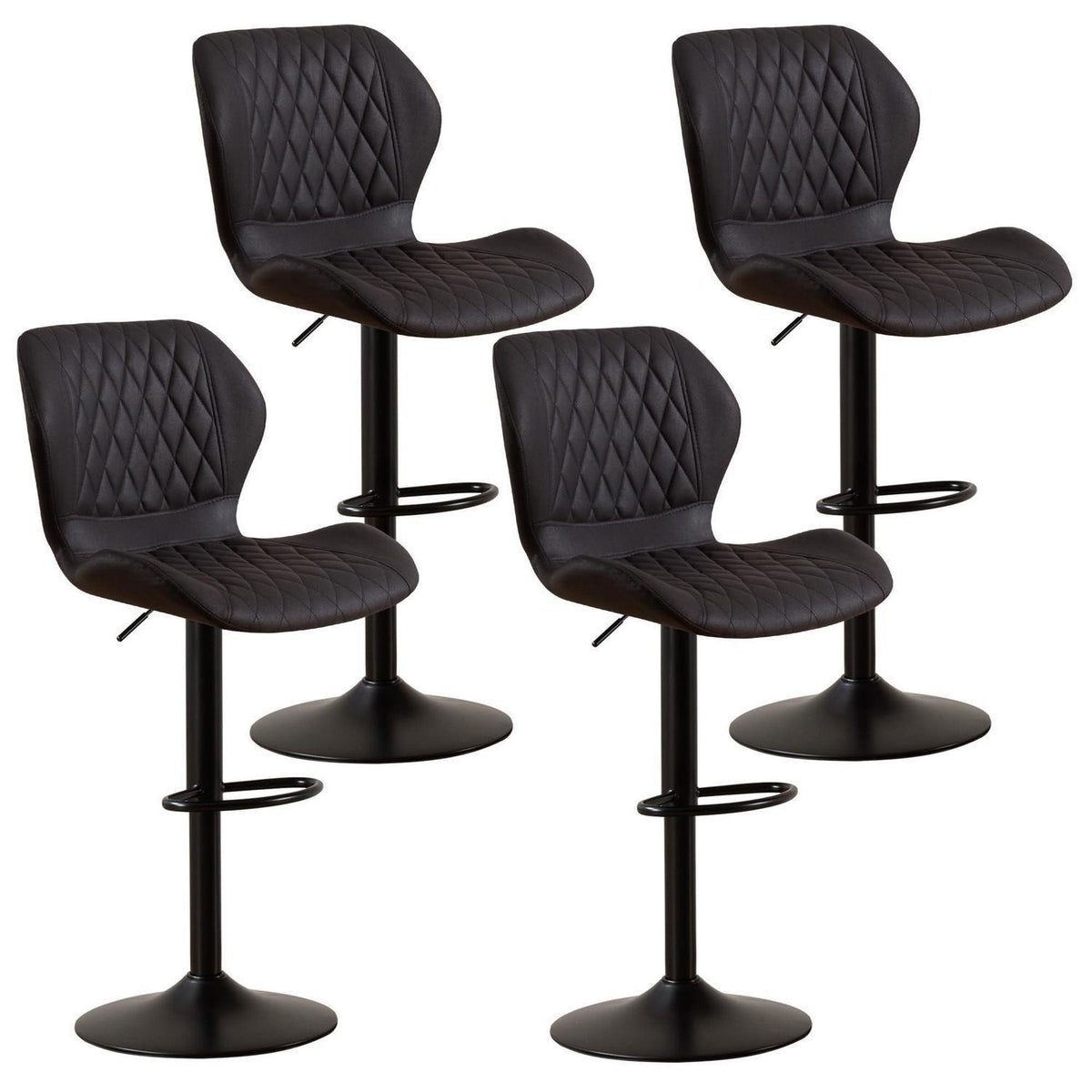 Barhocker mit Lehne, höhenverstellbar, 4er Set Schwarz