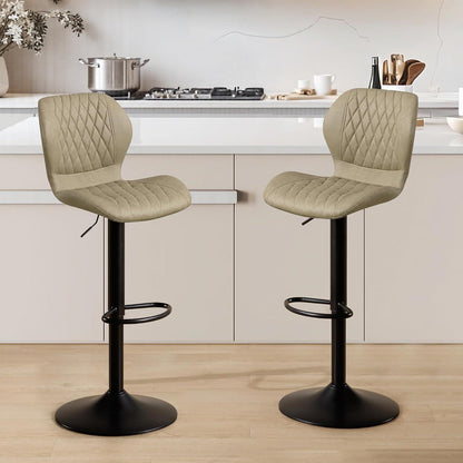 Barhocker mit Lehne, Höhenverstellbar, Khaki, 4er-Set