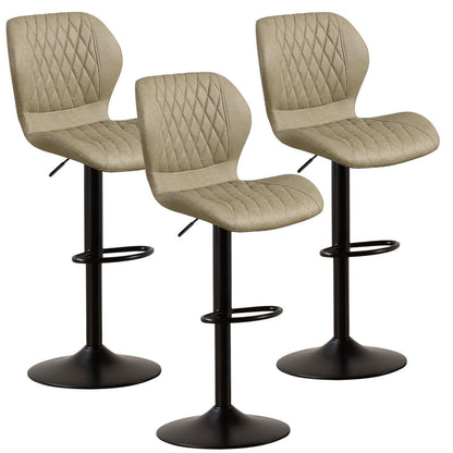 Barhocker mit Lehne, Höhenverstellbar, Khaki, 3er-Set