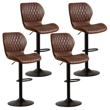 Barhocker mit Lehne, Höhenverstellbar, Braun (4er Set)