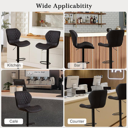 Barhocker mit Lehne, höhenverstellbar, 3er Set Schwarz