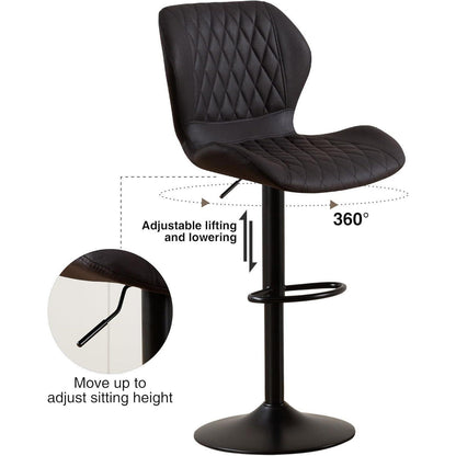 Barhocker mit Lehne, höhenverstellbar, 3er Set Schwarz