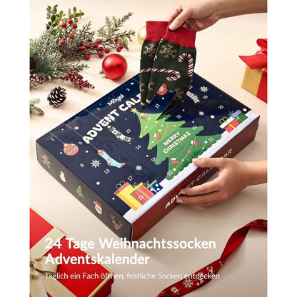 24 Paar Herren Adventskalender Socken 43-46 Mehrfarbig
