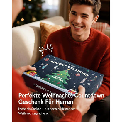 24 Paar Herren Adventskalender Socken 43-46 Mehrfarbig