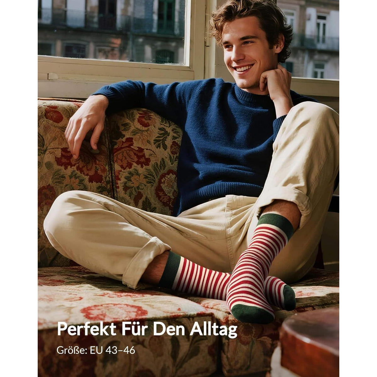 24 Paar Herren Adventskalender Socken 43-46 Mehrfarbig