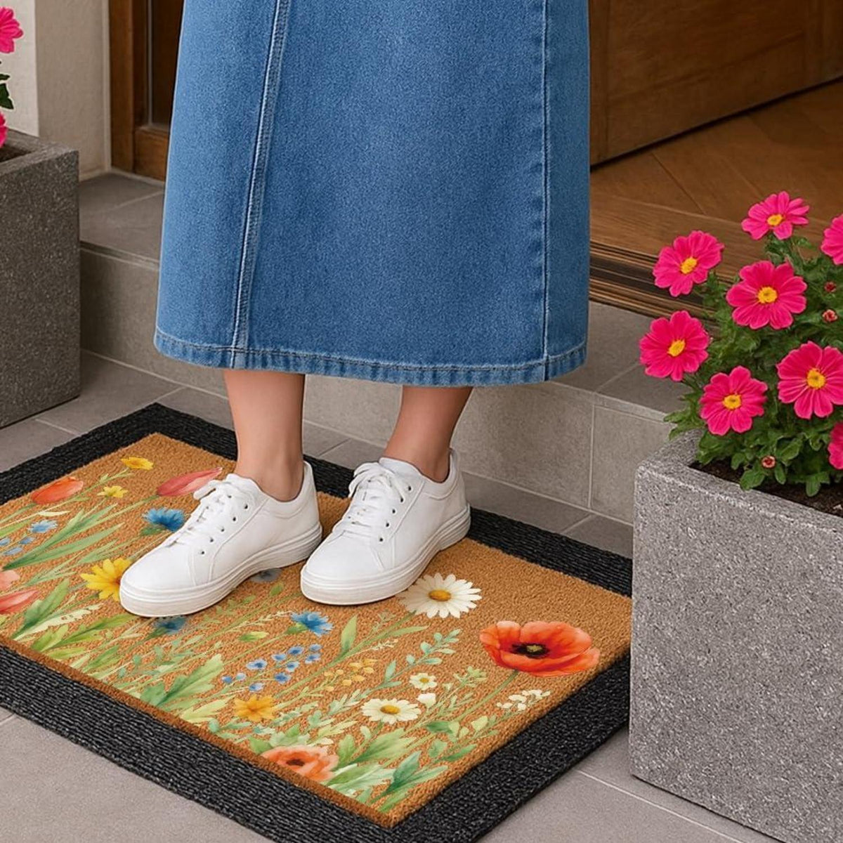 Vintage Wildflower Fußmatte – Rutschfest & Dekorativ 43x76cm