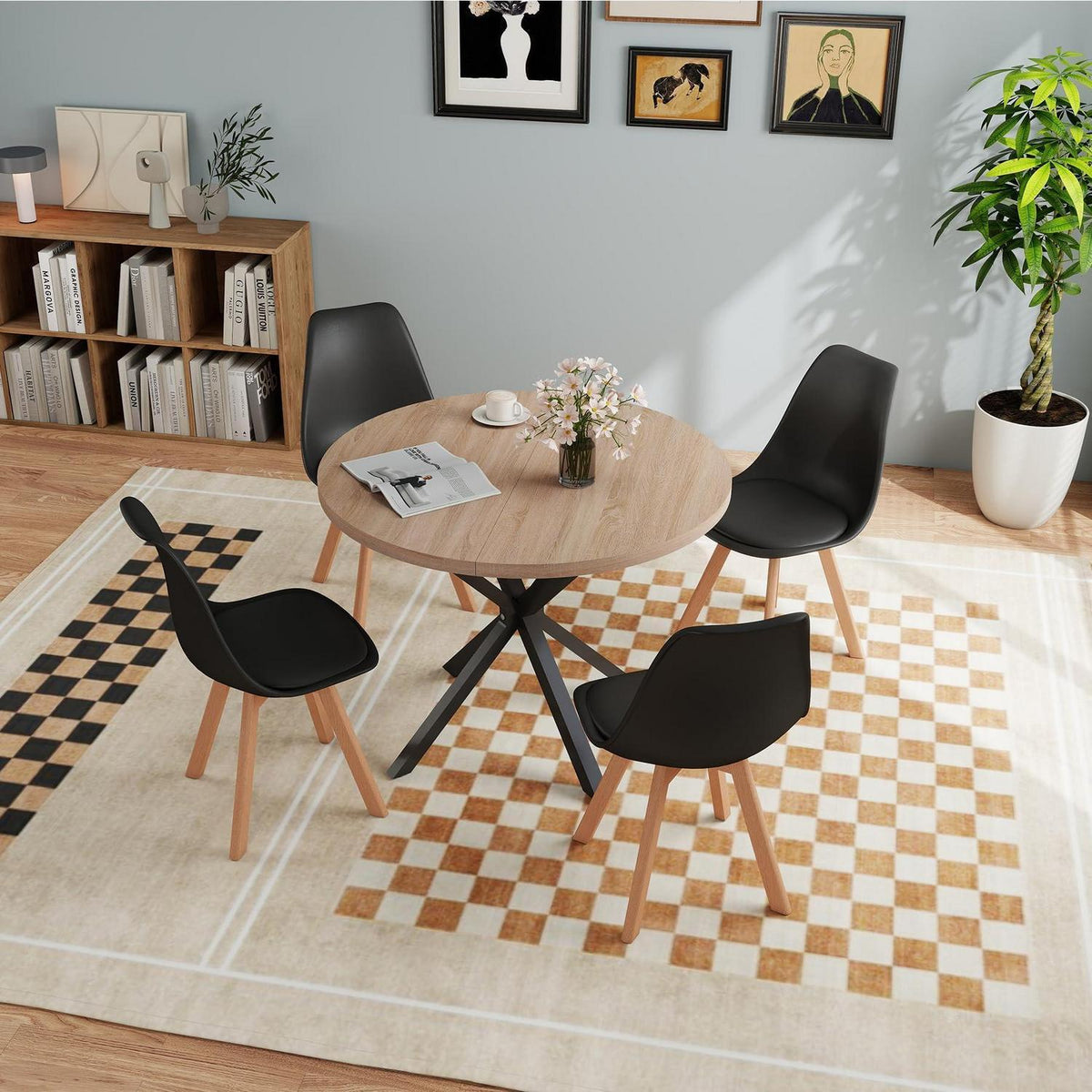 Runder Esstisch Set mit 4 Stühlen – Modernes Esszimmer Möbel