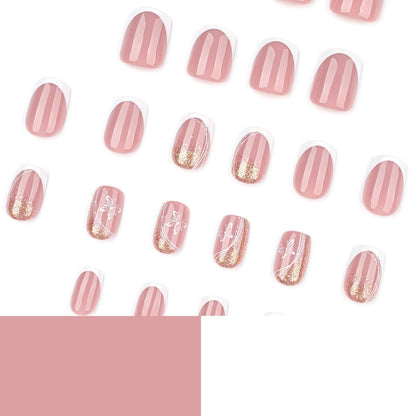 Jelly Gel Press On Nägel Kurz - Blühende Blumen French Design
