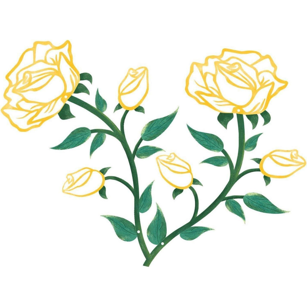 Metall Rosen Wanddeko – Gelbe Rosen Skulptur für Zuhause
