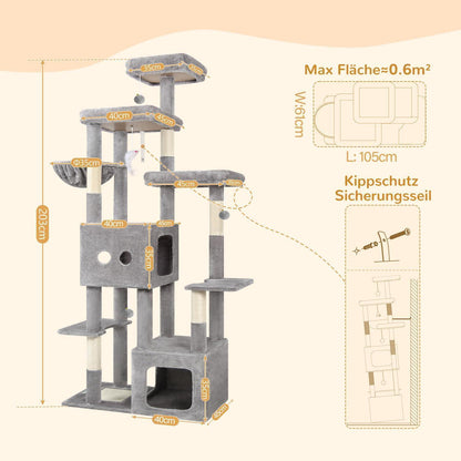 XXL Kratzbaum für Große Katzen – Stabil & Mit 2 Häusern