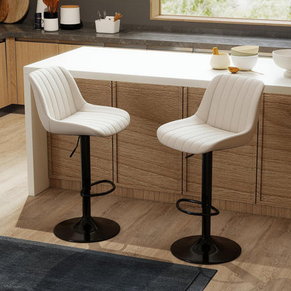 Drehbare Barhocker Set 2 Beige – Höhenverstellbar & Komfortabel