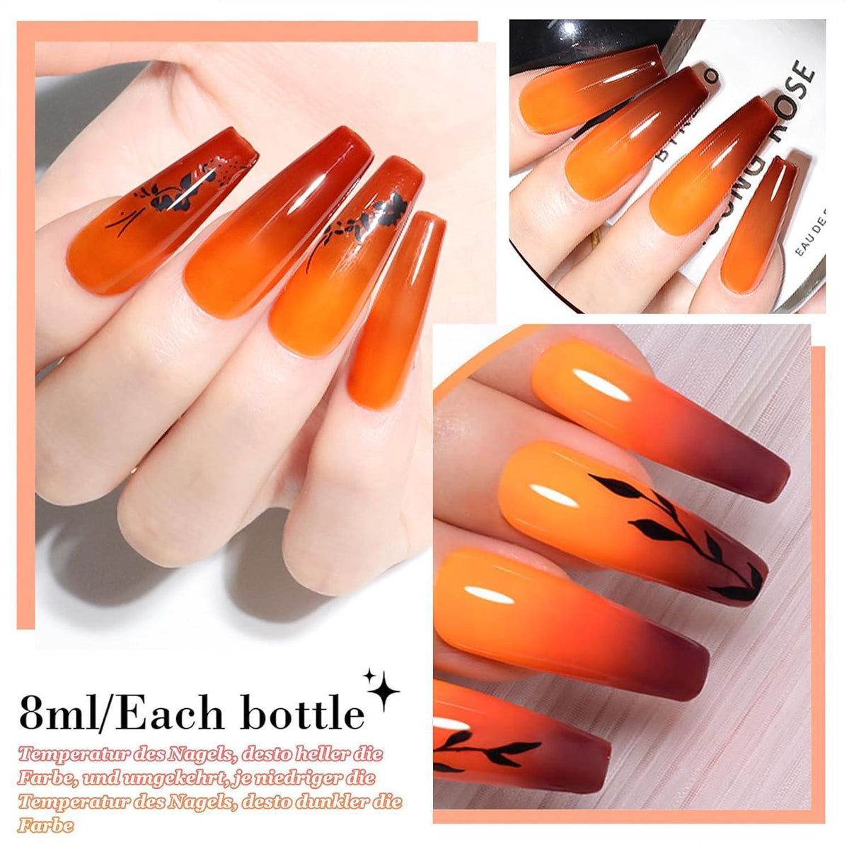 Farbwechselndes Orange UV Gel Nagellack 8ml