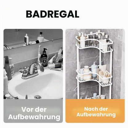3er-Set Duschablage Eckregal mit Haken – Weiß