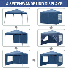 3x3m Faltpavillon mit 4 Seitenteilen – Wasserdicht & UV-Schutz