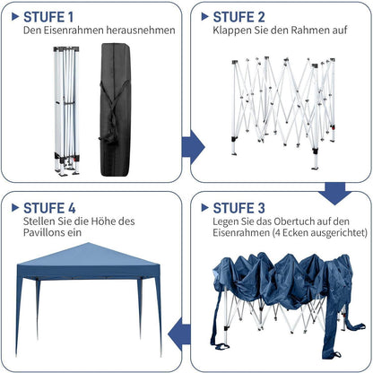 3x3m Faltpavillon mit 4 Seitenteilen – Wasserdicht & UV-Schutz