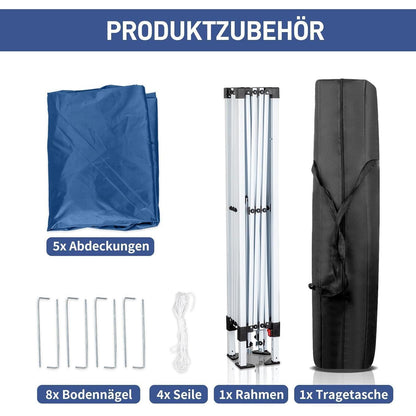 3x3m Faltpavillon mit 4 Seitenteilen – Wasserdicht & UV-Schutz