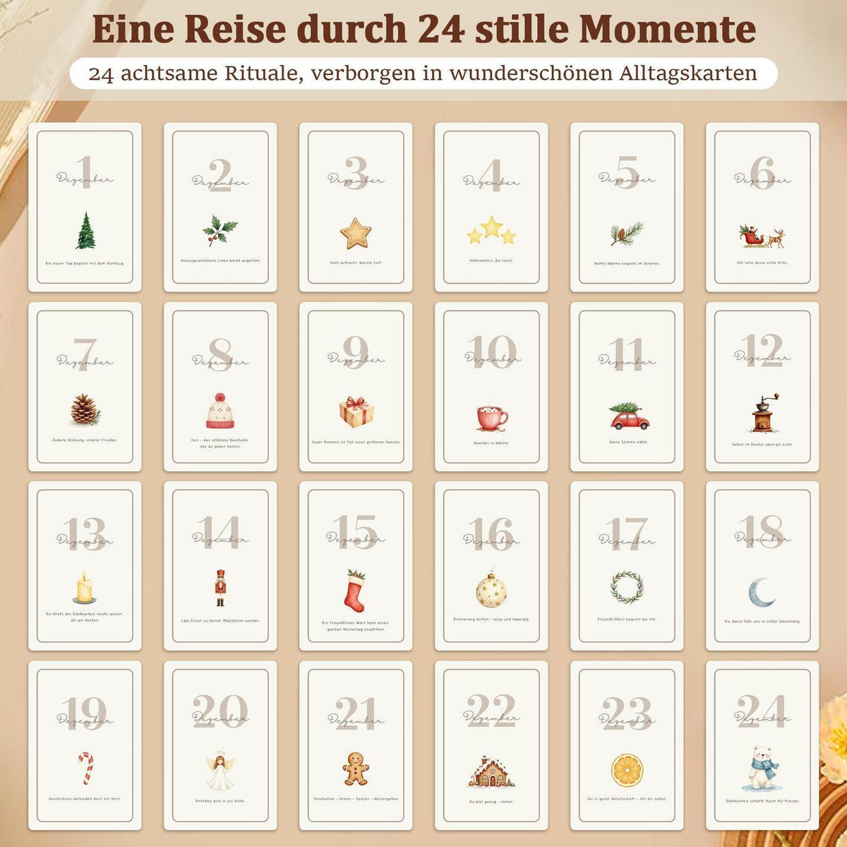 Achtsamkeits-Adventskalender für Frauen mit 24 Affirmationskarten
