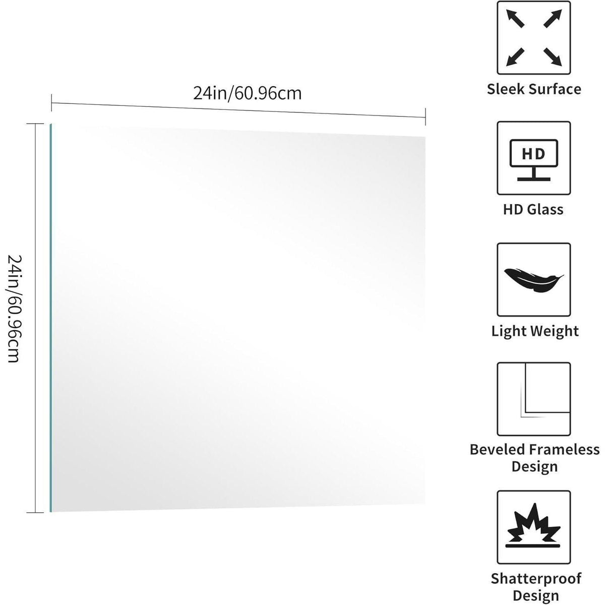 Rahmenloser Badezimmerspiegel 61x61 cm – Modern & Bruchsicher