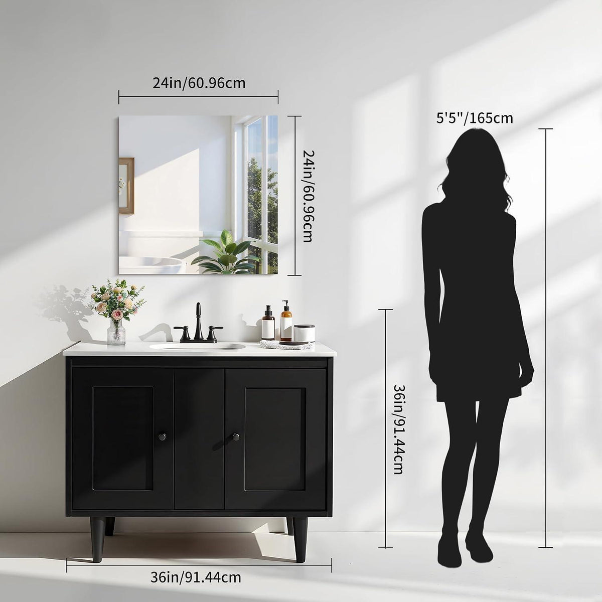 Rahmenloser Badezimmerspiegel 61x61 cm – Modern & Bruchsicher