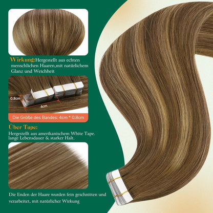 Echthaar Tape Extensions Ombre Blond 45cm