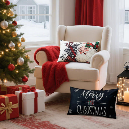 Weihnachtliche Kissenbezüge 4er Set – Weihnachtsmann & Schneemann 40x60 cm