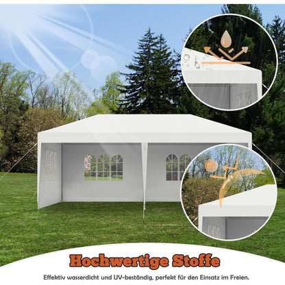 3x6m Wasserdichter Gartenpavillon mit Seitenteilen & Fenstern