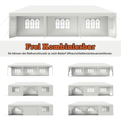 3x6m Wasserdichter Gartenpavillon mit Seitenteilen & Fenstern