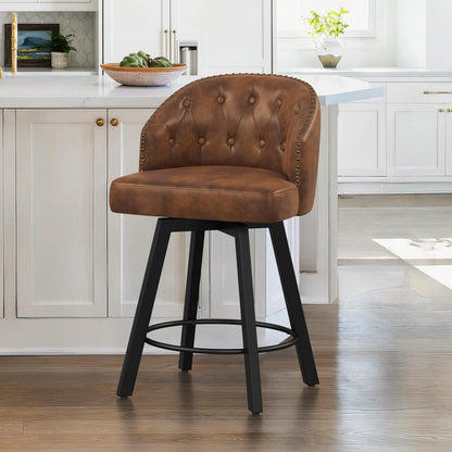 Drehbarer Barhocker mit Lehne – Braun, 65cm hoch