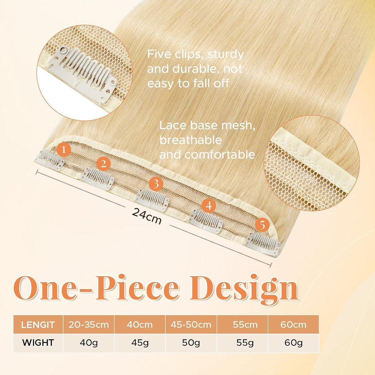 Blond Haarverlängerung Clip-In 40cm Echthaar – 45g