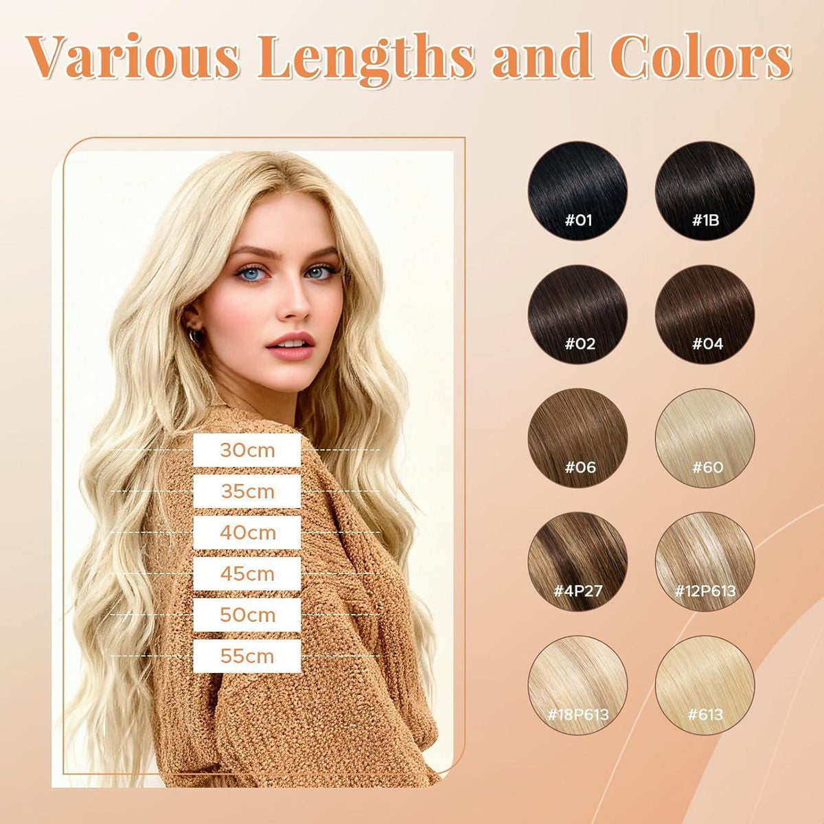 Echthaar Haarverlängerung Platinblond 25cm mit 5 Clips