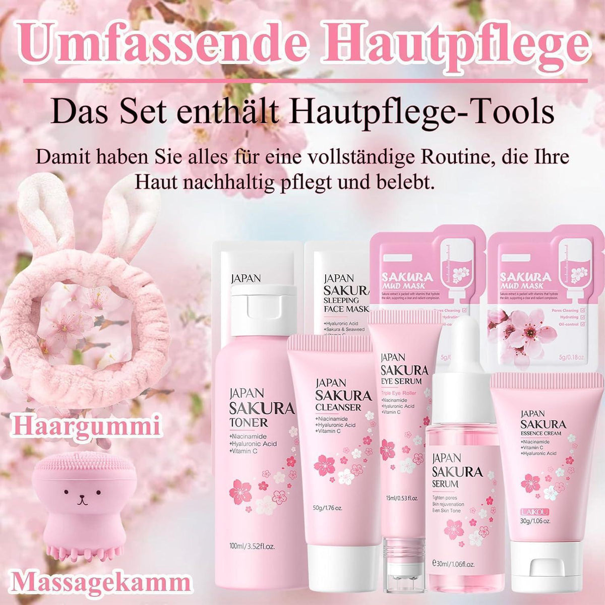Sakura Skin Care Set – Beauty Geschenk für Mädchen & Frauen