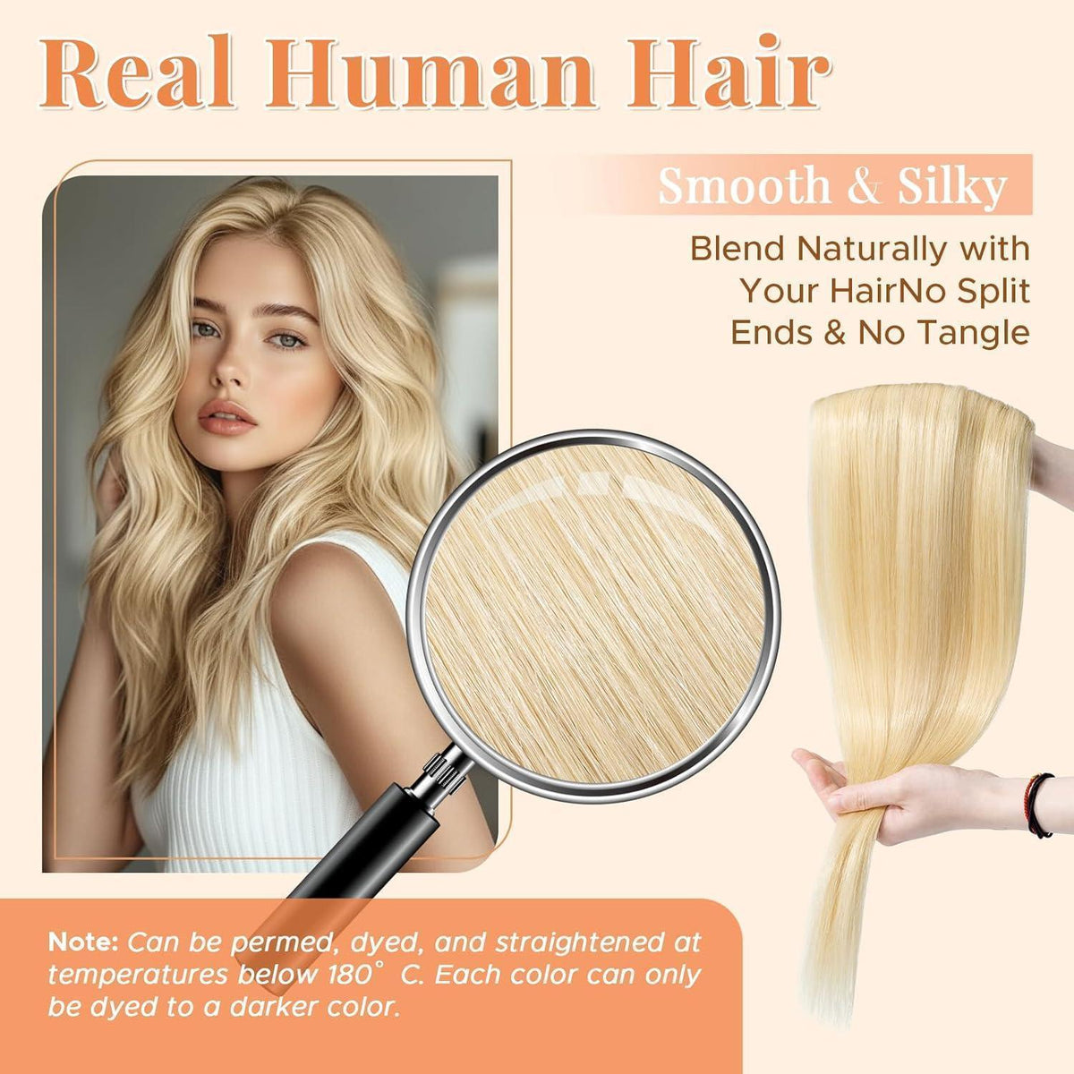 Blond Haarverlängerung Clip-In 30cm Echthaar 40g