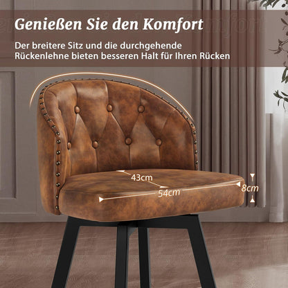 Drehbarer Barhocker 3er Set – Braun, 65cm hoch