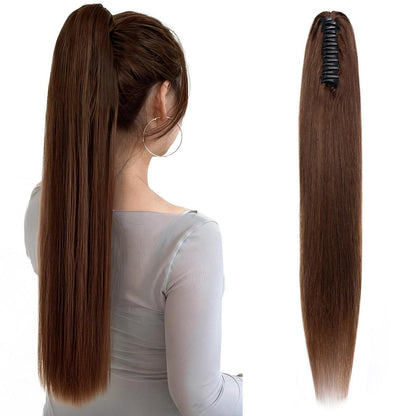 Echthaar Zopf Extension 55cm Schokoladenbraun mit Clip