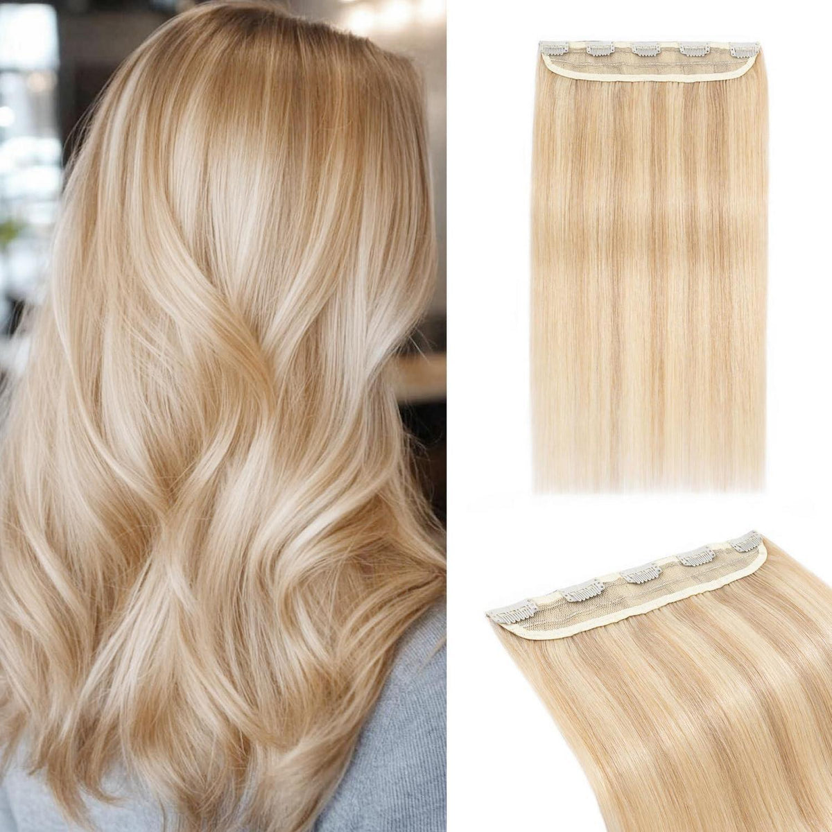 Clip In Echthaar Extension Ascheblond/Blond (18P613) 40cm