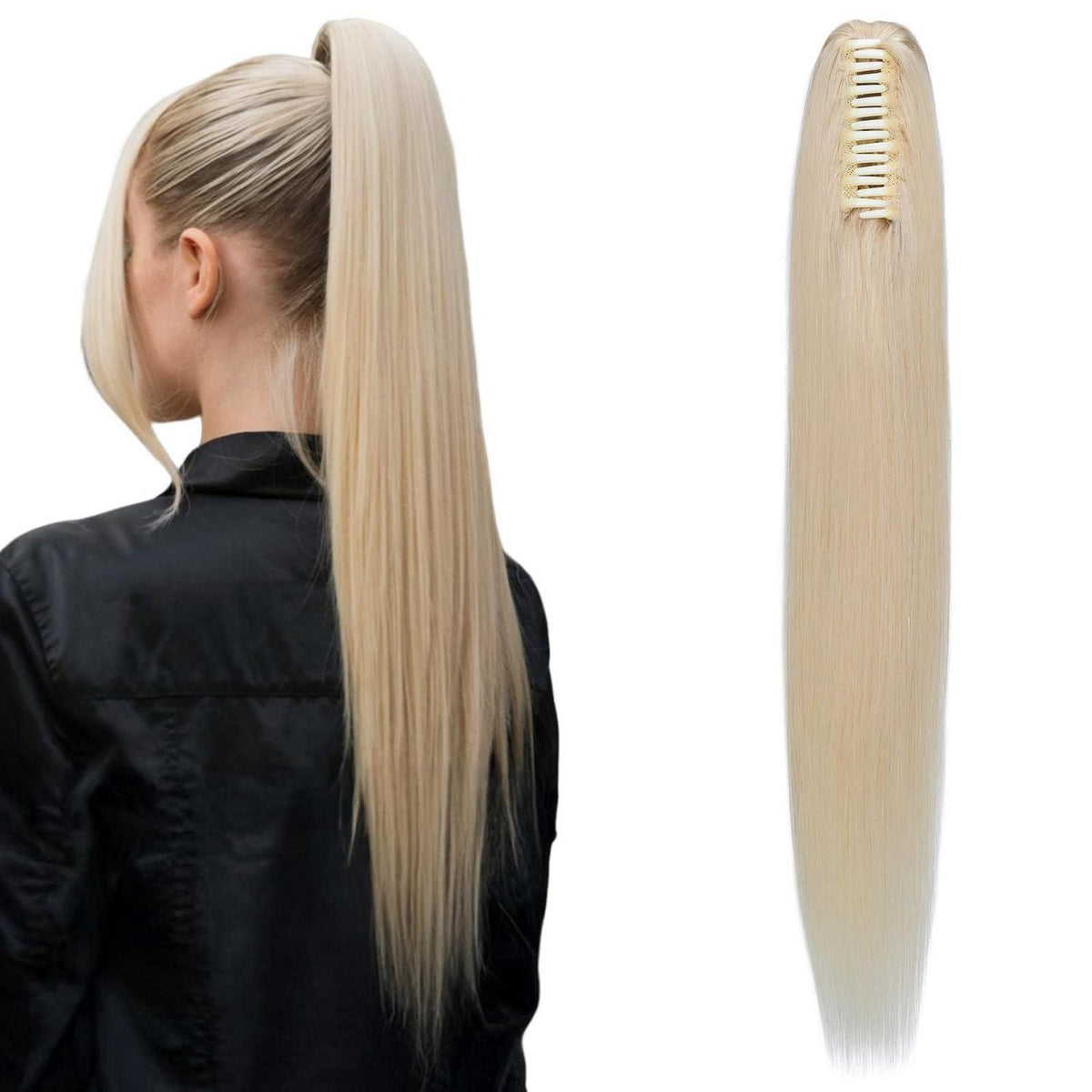 Echthaar Pferdeschwanz Clip-In, 45cm, Platinblond