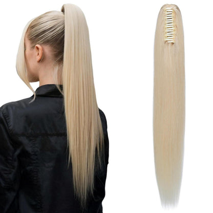 Echthaar Zopf Extension Platinblond 40cm mit Clip