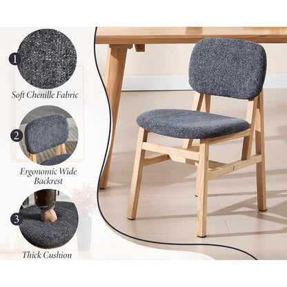 Esszimmerstühle Set 4 Grau – Bequeme Polsterstühle Holzrahmen