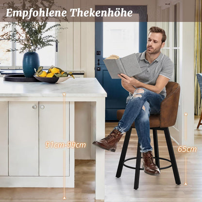 Drehbarer Barhocker Set Braun – Komfortabler Barstuhl mit Lehne