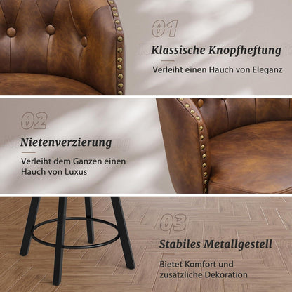 Drehbarer Barhocker Set Braun – Komfortabler Barstuhl mit Lehne