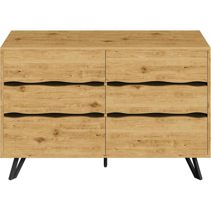 Kommode 6 Schubladen, 120cm, Modernes Sideboard mit Metallfüßen