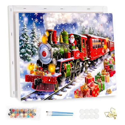Weihnachten Malen nach Zahlen mit Rahmen – DIY Ölgemälde Set