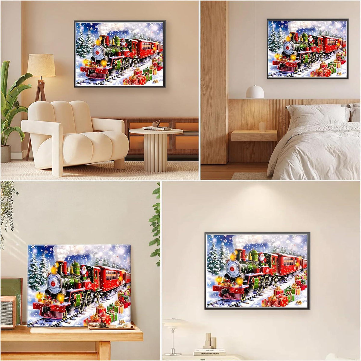Weihnachten Malen nach Zahlen mit Rahmen – DIY Ölgemälde Set