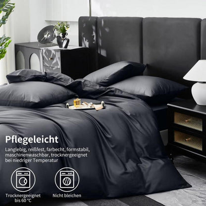 Mako Satin Bettwäsche Set 200x220cm Grau 3tlg.