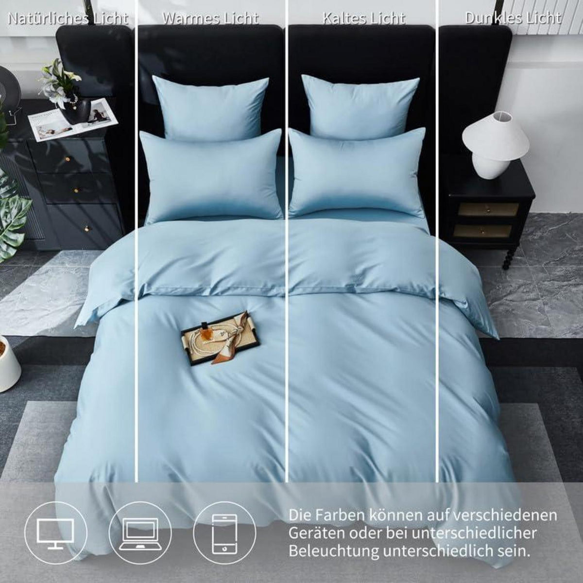 Mako Satin Bettwäsche Set 220x240 Hellblau Baumwolle