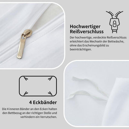 Mako Satin Bettwäsche Set 220x240cm - 3tlg. Baumwolle Weiß