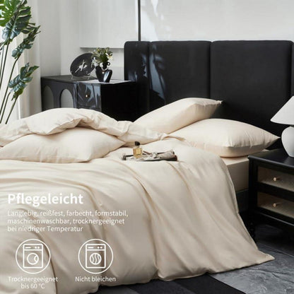 Mako Satin Bettwäsche Set 155x220cm Beige, 3-teilig