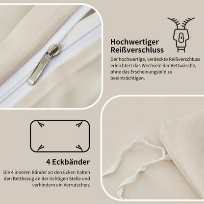 Mako Satin Bettwäsche Set 155x220cm Beige, 3-teilig
