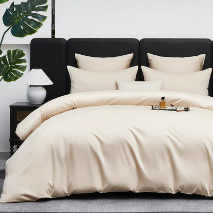 Mako Satin Bettwäsche Set 135x200cm Beige Baumwolle 4tlg.